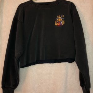 Grey Cropped Hard Rock Cafe Crewneck Sweatshirt -M